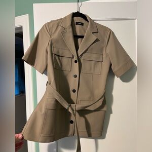 Theory Khaki Short Sleeve Utility Jacket